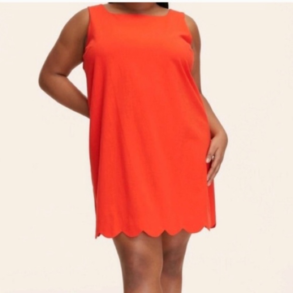 NWT Kate spade, short, sleeveless, dress, orange with scalloped hem size large.